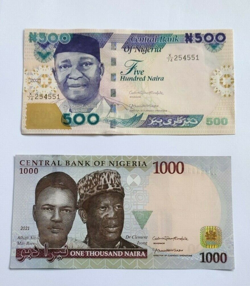 NIGERIA SET 5-20-50-100-200-500-1000 Nairas 2014-2021 UNC, P-29-41