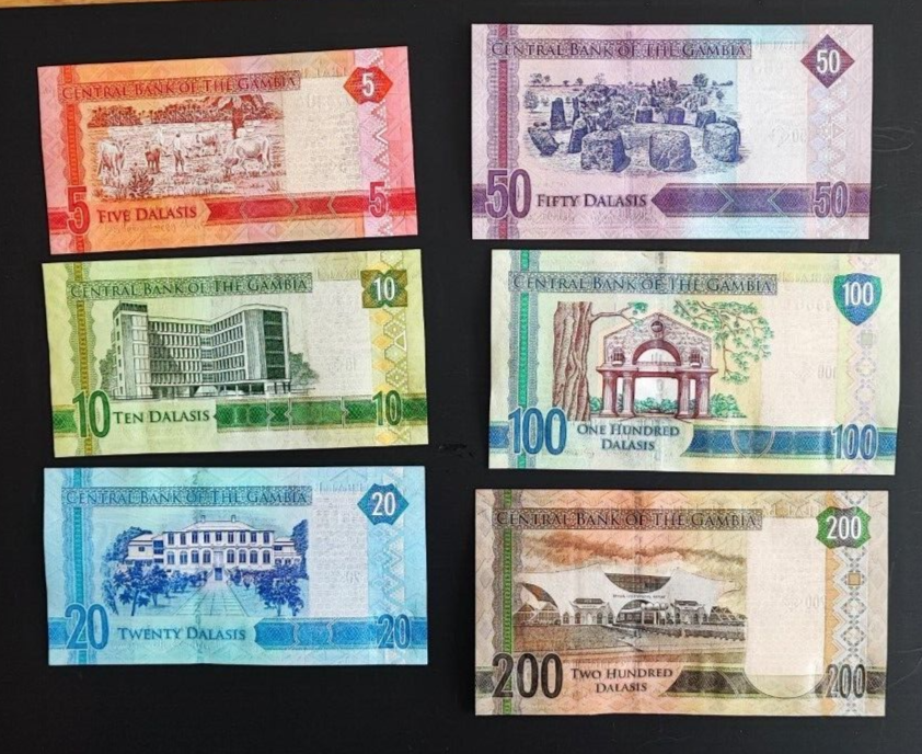 Set 6 PCS, Gambia 5 10 20 50 100 200 Dalasis, P31-36, 2015, UNC