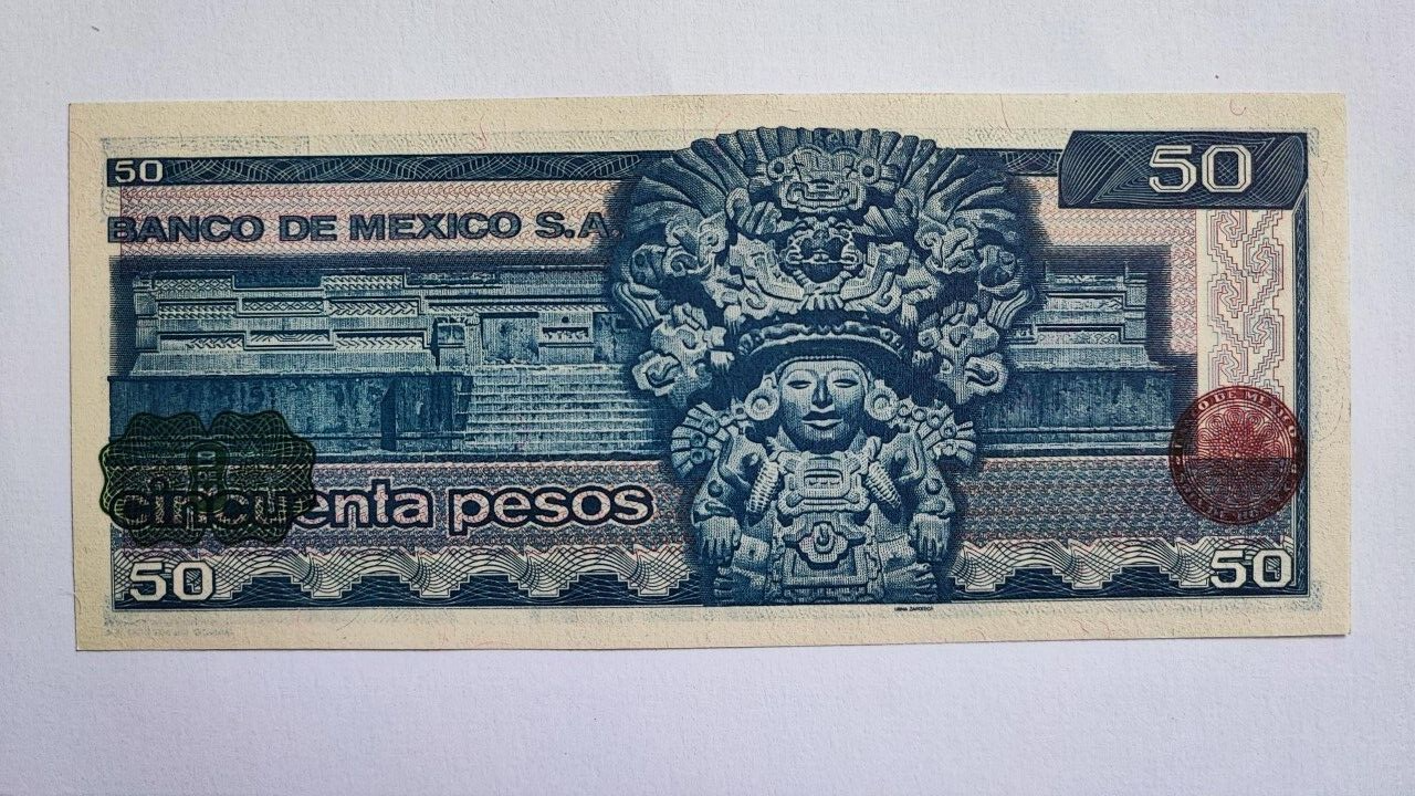 Mexico 50 Pesos In Stamped Envelope