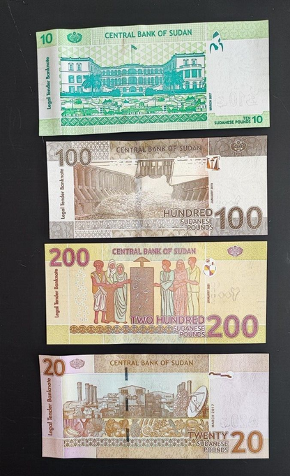 SUDAN Set 8 PCS 2, 5, 10, 20, 50, 100 & 500 POUNDS 2015-2019 NEW-UNC