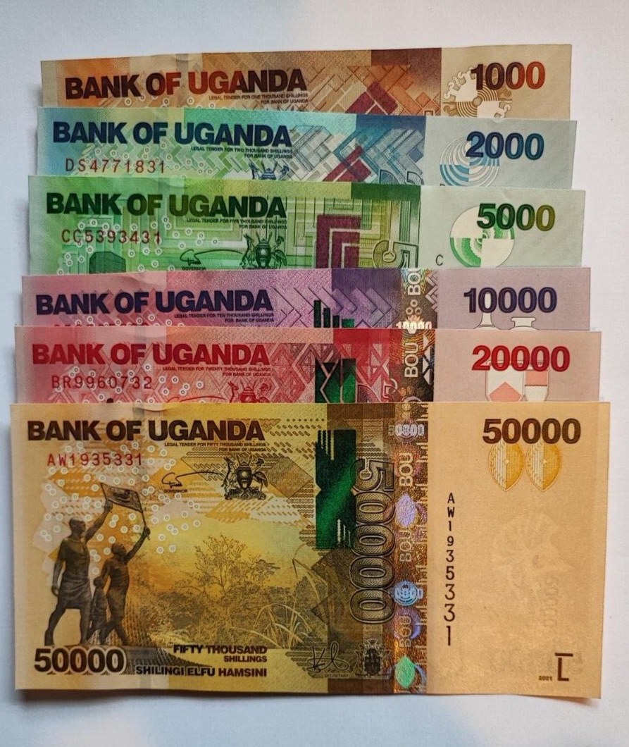 Uganda 6 Pcs Set, 1000 2000 5000 10000 20000 50000 Shillings 2019 2021, UNC