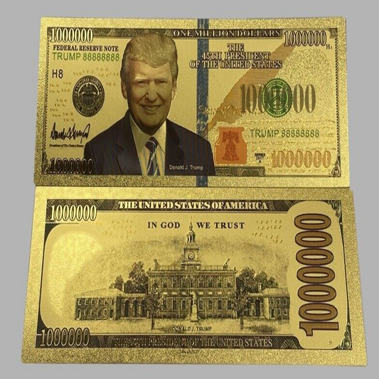 Donald Trump  $1000000 Dollar Bill Gold Plated Foil Banknote