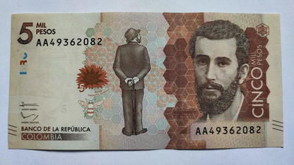 Colombia 5000 Pesos 2015, UNC, P-459a, Prefix AA