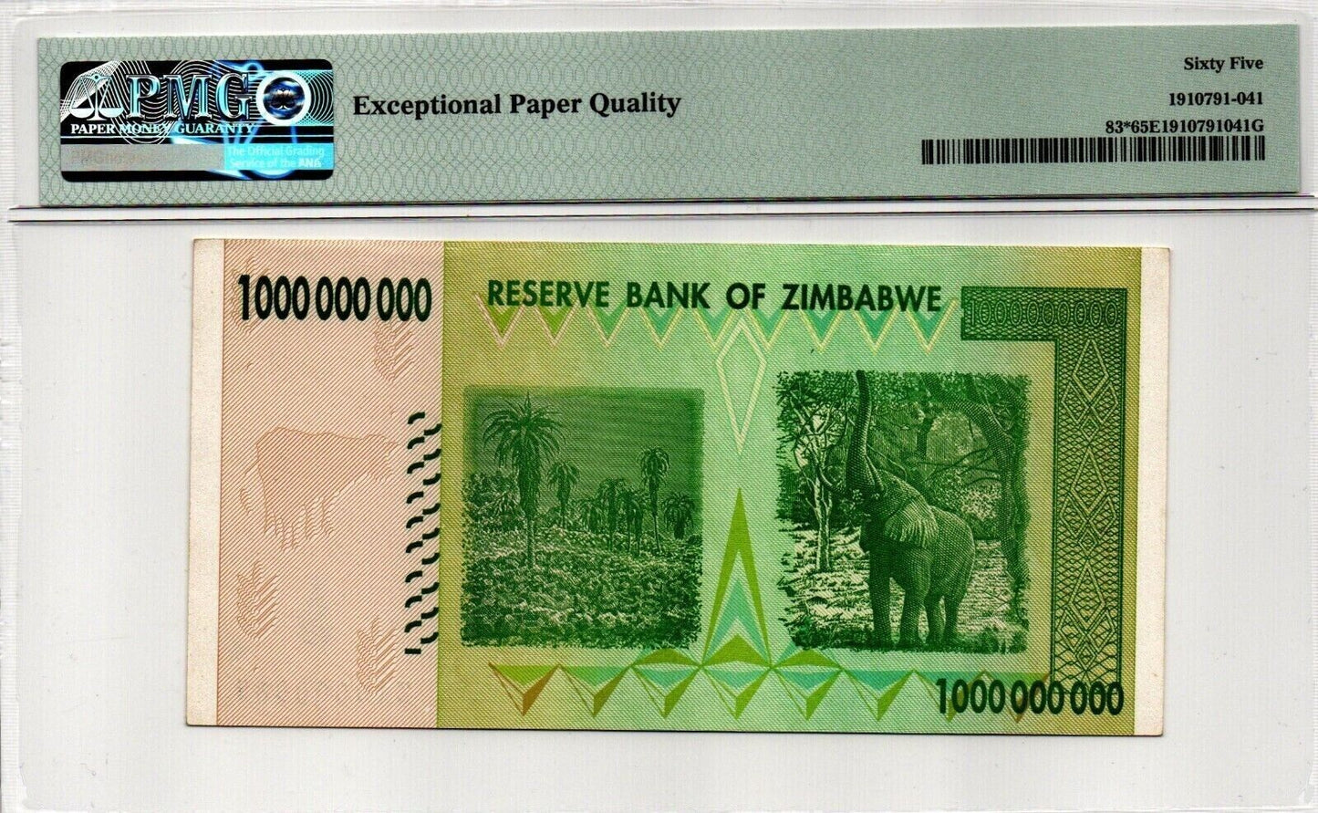 ZIMBABWE $1 Billion Dollars #888 3 Digit REPLACEMENT P 83 PMG 65 EPQ RARE