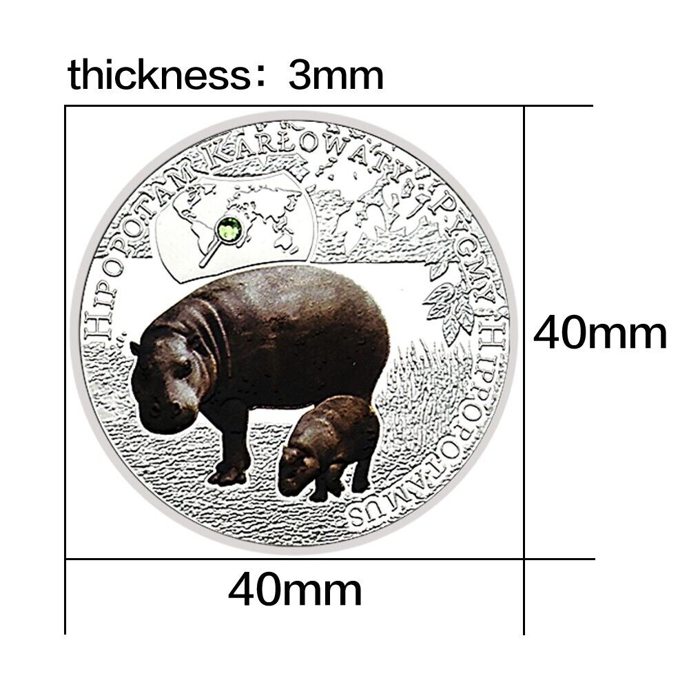 Souvenir Gifts Endangered Animal Species hippo Silver Plated Coin