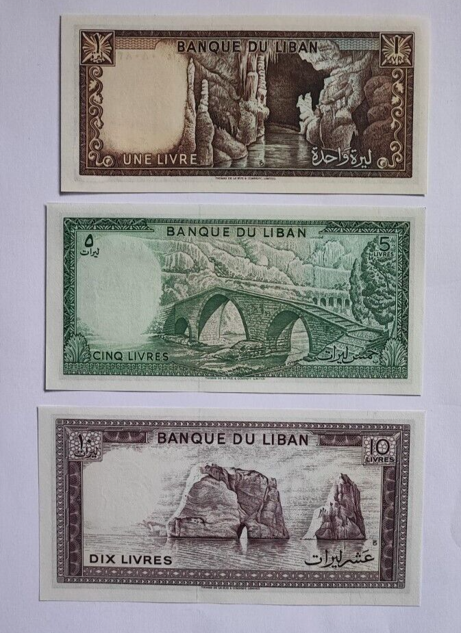 LEBANON SET 1 5 10 25 50 100 250 500 1000 Livres Pick 61-69 UNC Random YEAR