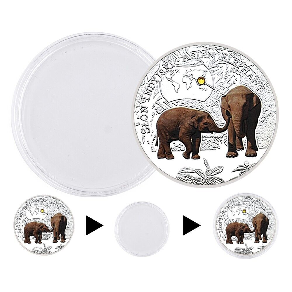 Souvenir Gifts Endangered Animal Species asia elephant  Silver Plated Coin