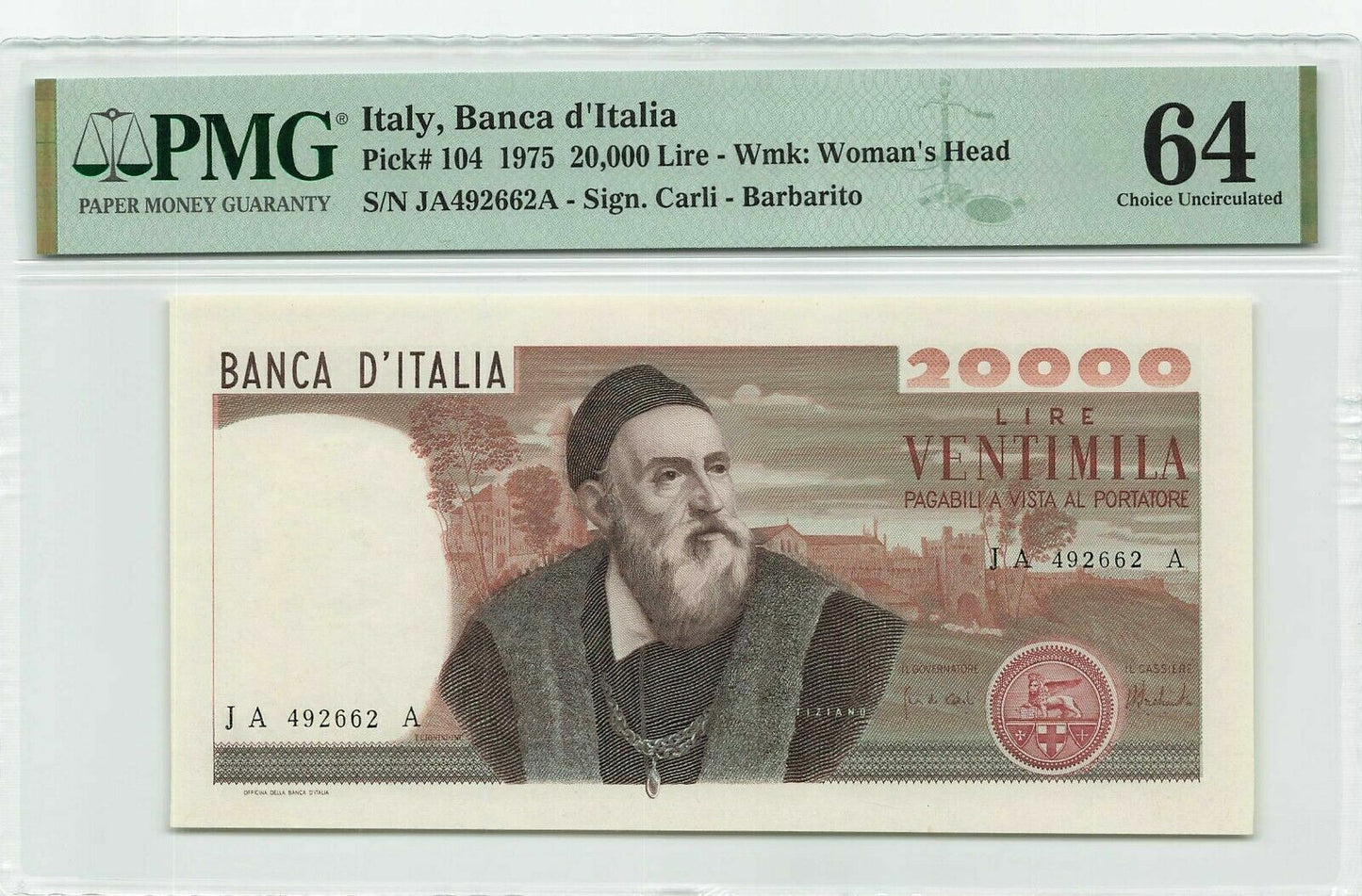 Italy 20000 Lire 1975 P-104 PMG 64