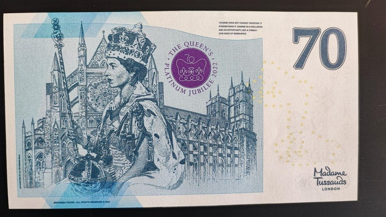 THE QUEEN'S PLATINUM JUBILEE 2022 BRITANNI COMMEMORATIVE BANKNOTE