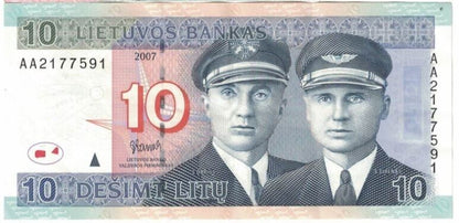 Lithuania 10  Litu Notes 2007 Circulated