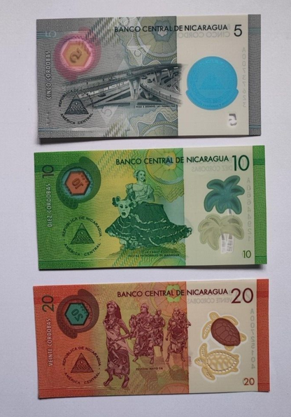 SET Nicaragua 5, 10, 20, 50 & 100 Cordobas 2014-2019 (2020) UNC