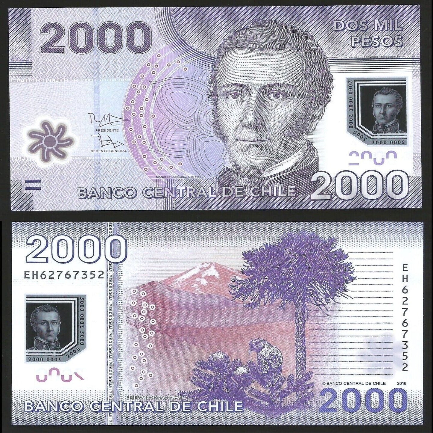 CHILE 2000 PESOS  POLYMER UNC