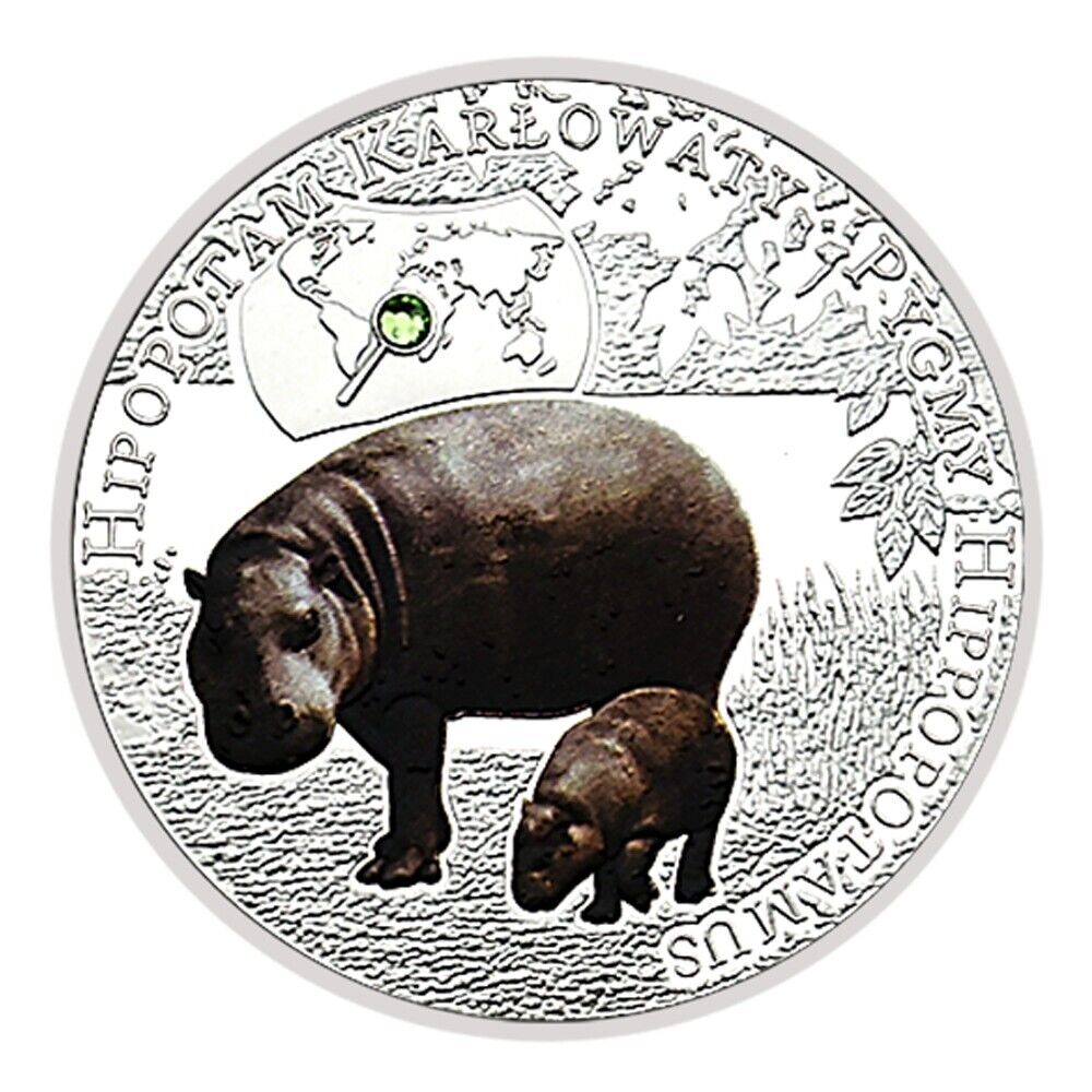 Souvenir Gifts Endangered Animal Species hippo Silver Plated Coin