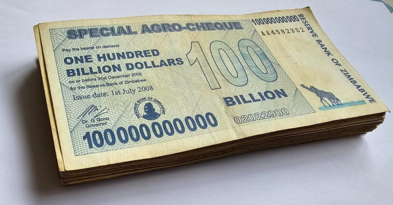 Zimbabwe 100 x 100 Billion Dollars 2008 - Pick- 64 100 PCS USED Bundle