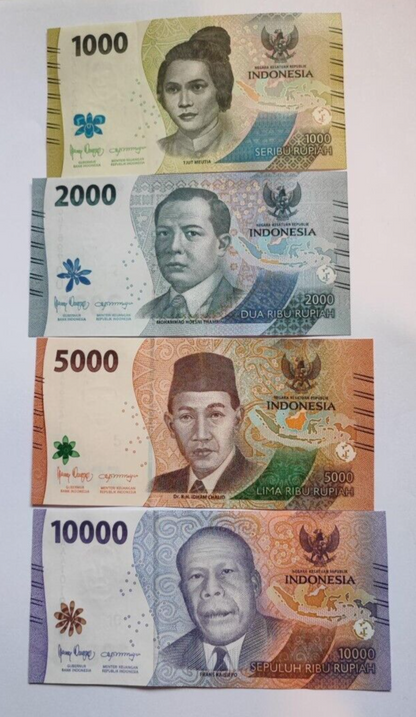 Indonesia 4 Note SET  1000 to 10000 Rupiah 2022 New series UNC