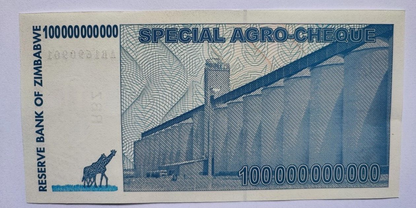 Zimbabwe 100 Billion Dollars 2008 P-64 Banknotes