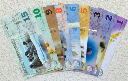 LOT 9 PCS ,Arctic 1、2、3、5、6、8、9、10、15 Dollars commemorative test notes/UNC