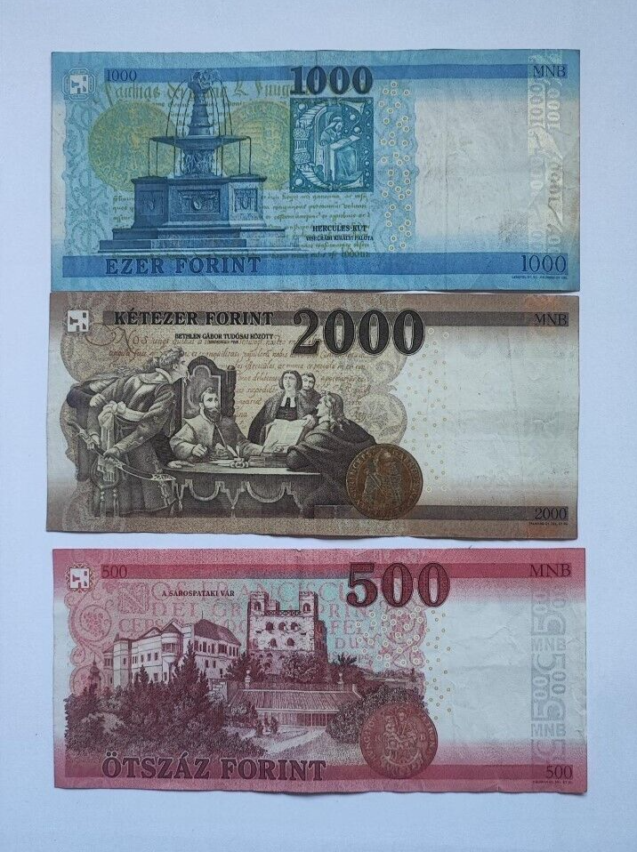 HUNGARY Banknotes Set of Three : 1000, 2000 and  500 forint 2016 -2020 VF