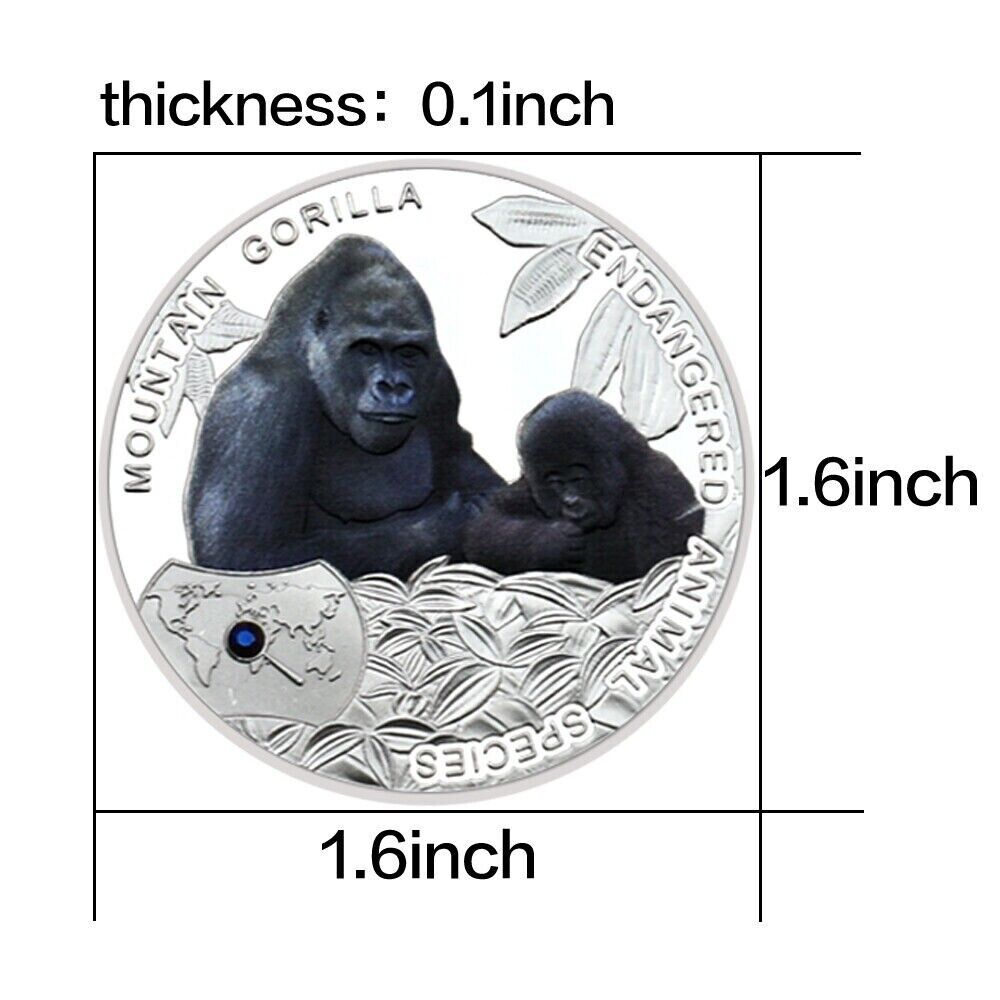 Endangered Animal Species Zambia Mountain Gorilla Silver Plated Coins