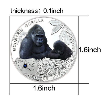 Endangered Animal Species Zambia Mountain Gorilla Silver Plated Coins