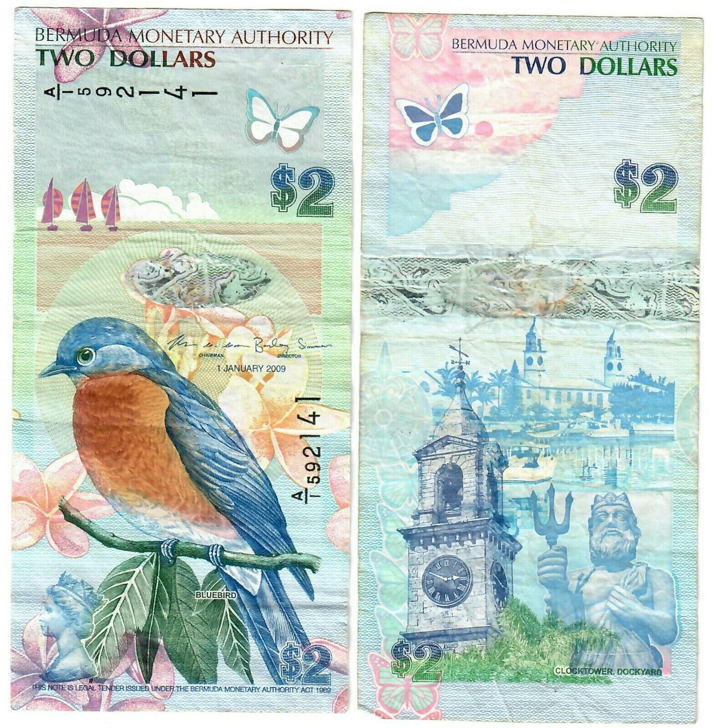 BERMUDA 2 dollars in circulated condition