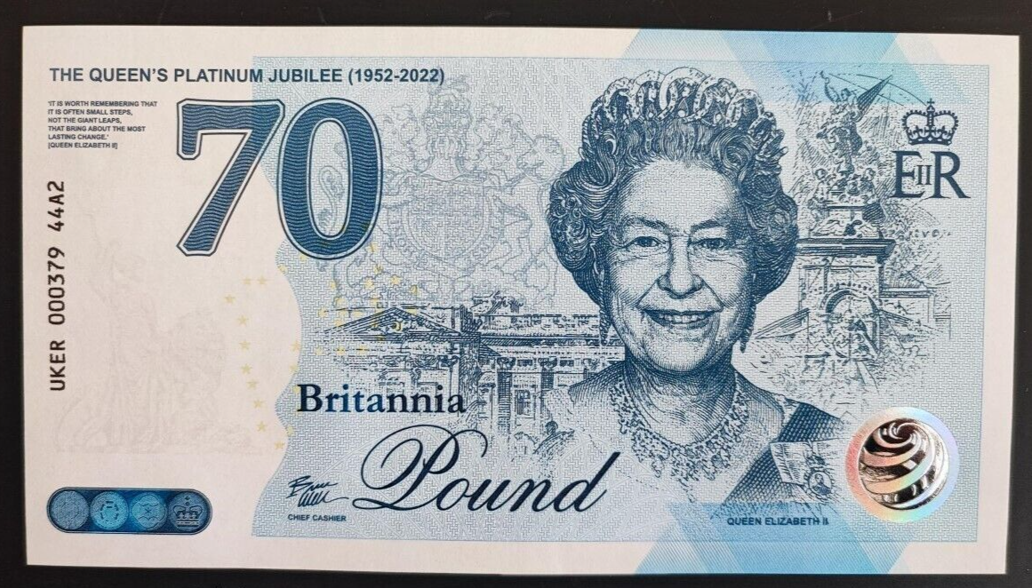 THE QUEEN'S PLATINUM JUBILEE 2022 BRITANNI COMMEMORATIVE BANKNOTE