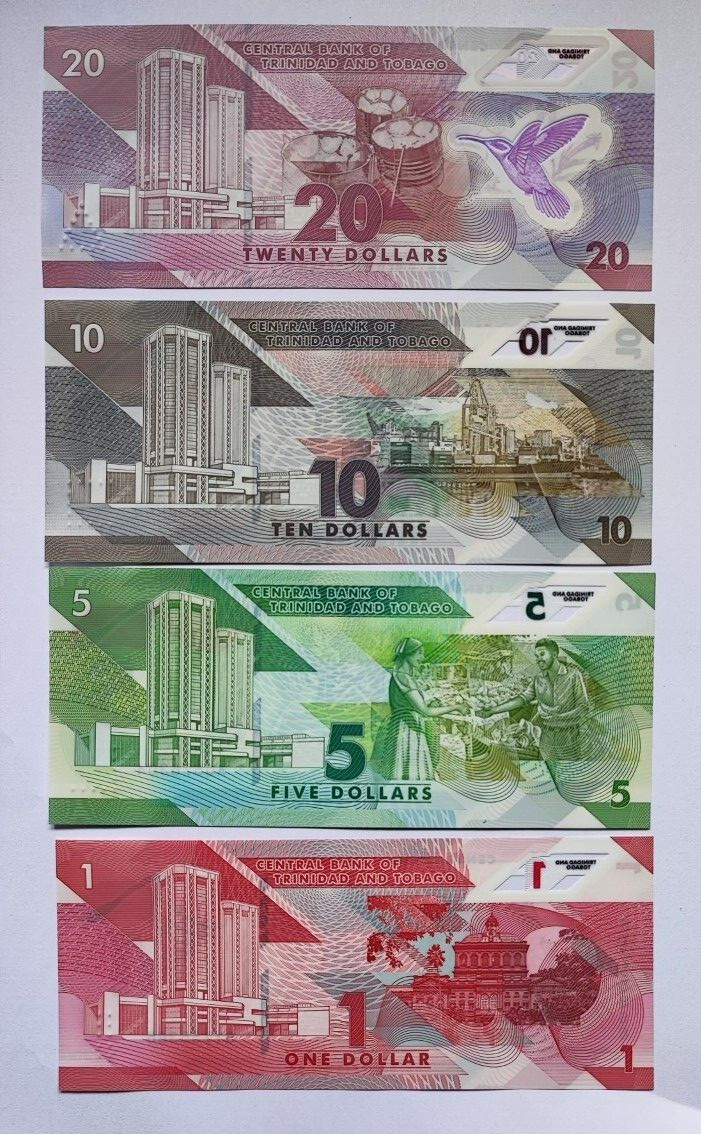 Trinidad and Tobago 4 NOTE SET  1 5 10  20 Dollars 2020 UNC POLYMER