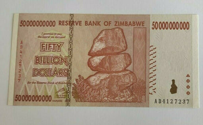 Zimbabwe 50 Billion  Dollars Banknotes 2008 UNC