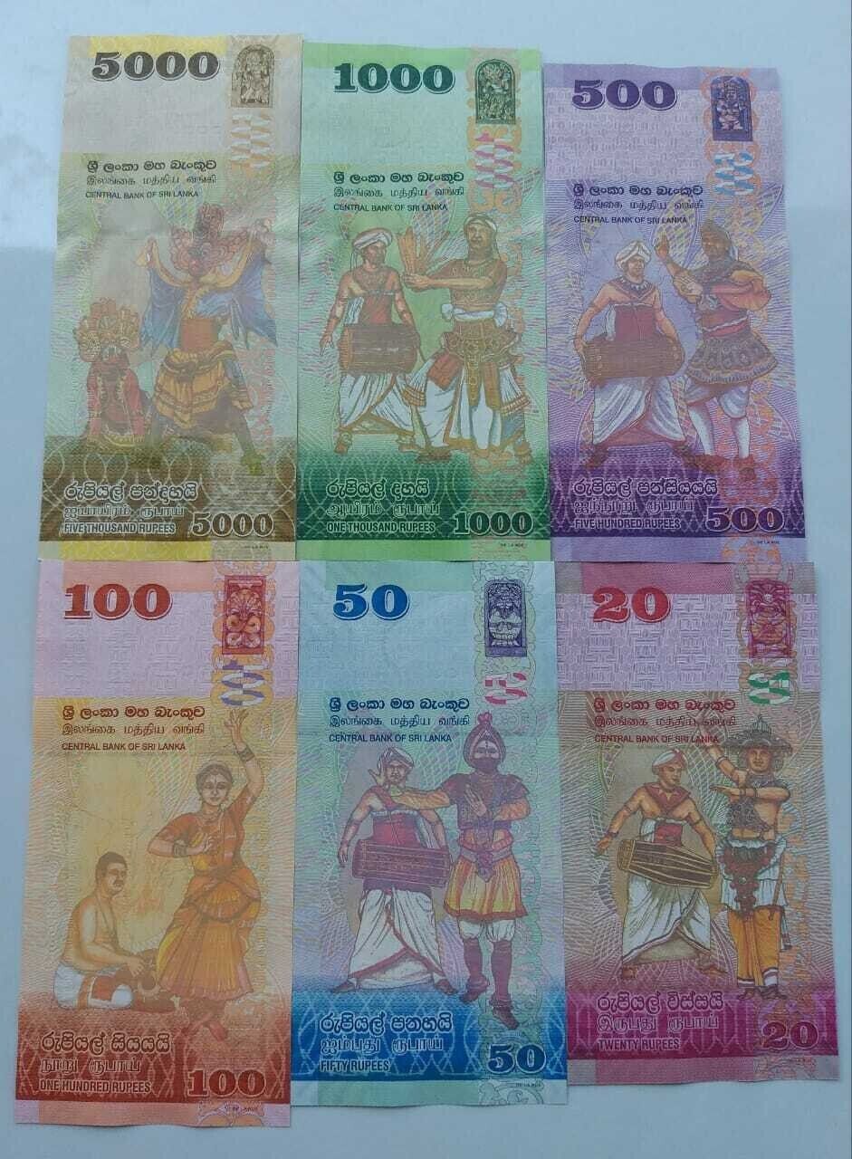 SRI LANKA New 20+50+100+500+1000+5000 Rupees 6 Pcs Set CEYLON Bank Note UNC