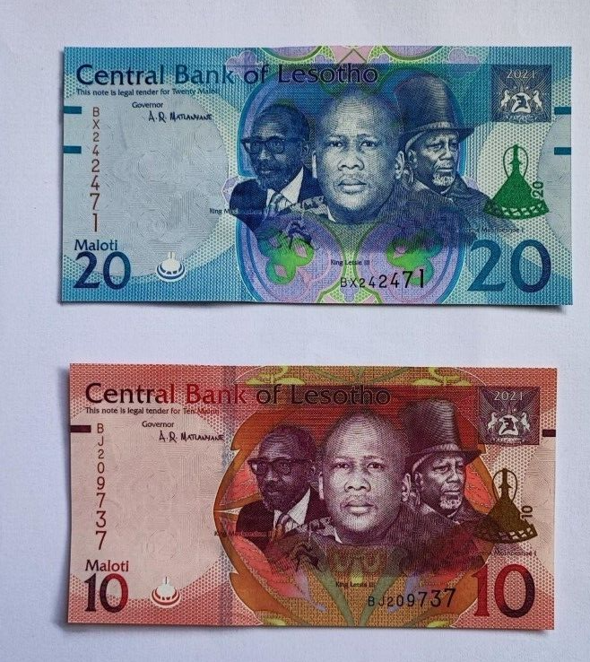 Lesotho _ set 5 banknotes 10 20 50 100 200 Maloti 2021 UNC