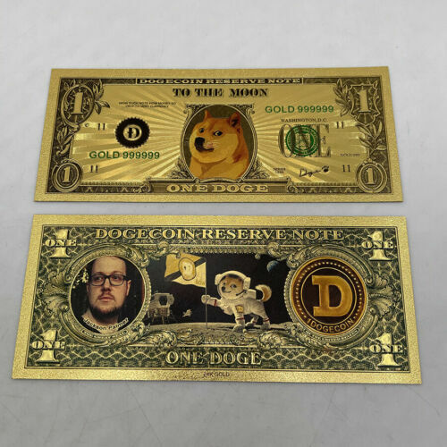 Dogecoin Dollar Gold Banknote Certificate Authenticity Doge Souvenir