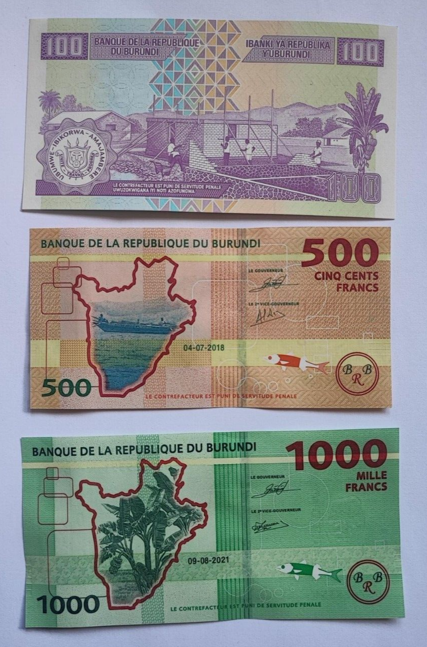 BURUNDI 100 To  10000 FRANCS  6 PCSBANKNOTE SET UNCIRCULATED 2011/2021