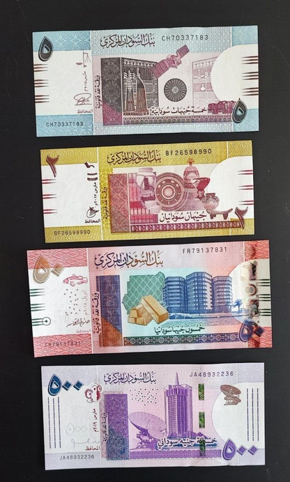 SUDAN Set 8 PCS 2, 5, 10, 20, 50, 100 & 500 POUNDS 2015-2019 NEW-UNC