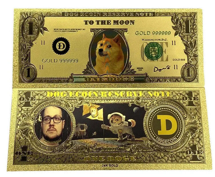 Gold Plated Dogecoin Banknote from the Bank of Doge!