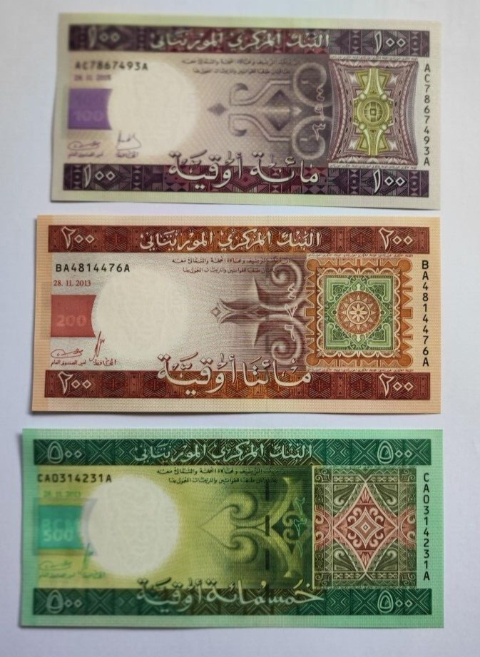 Mauritania _ set 5 banknotes 100 200 500 1000 2000 Ouguiya 2011 / 2015 UNC