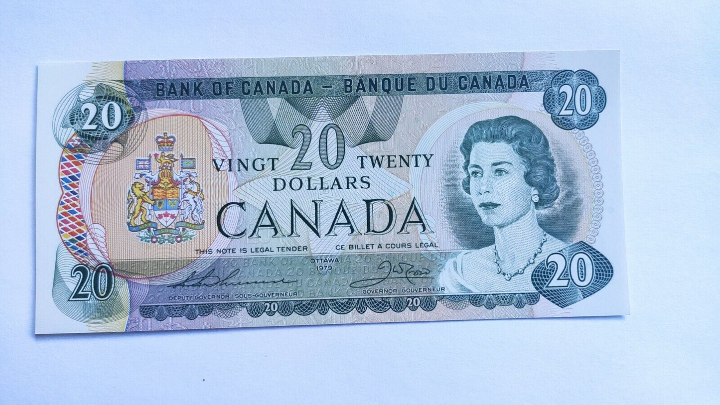 Canadian 20 dollar note twenty 1979 Canada