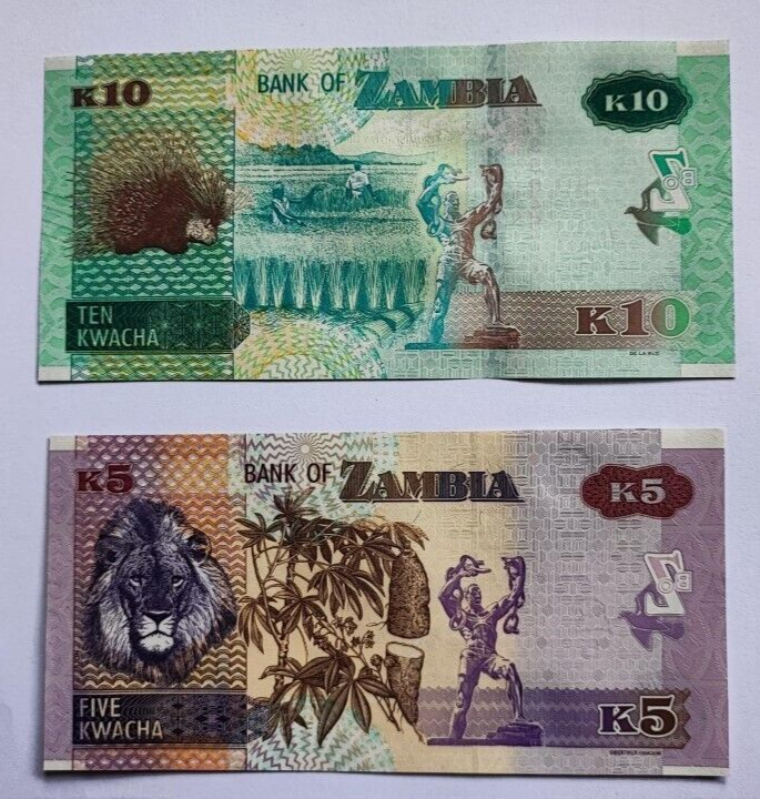 Zambia PNew 2 NOTE SET  2 5 10 Kwacha 2020