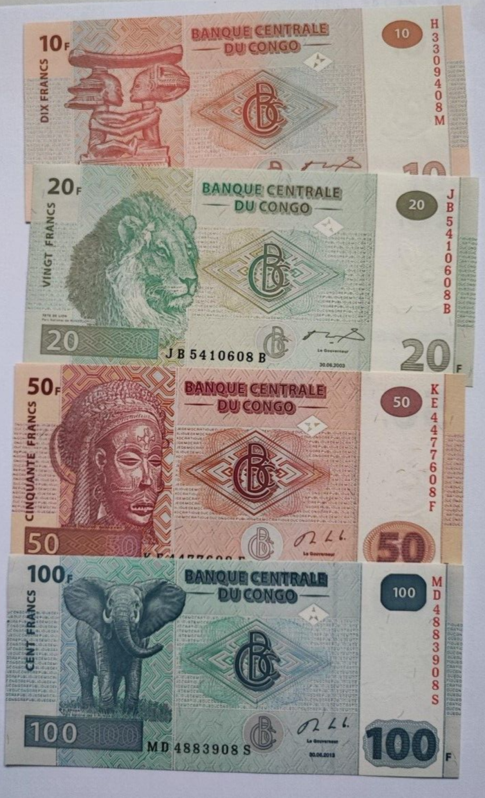 Set 7 PCS, Congo Democratic Republic 10-1000 Francs UNC