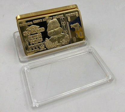 One Hundred Trillion Zimbabwe Gold Plated Bar Bullion Bar Ingot 50*28*3 mm