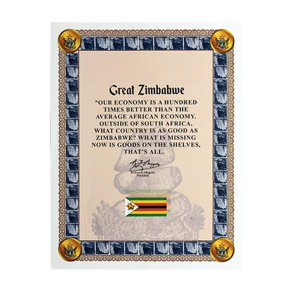 1 PC Great Myrillion Containers zimbabwe Banknote certificate 30003 Zeros Gift