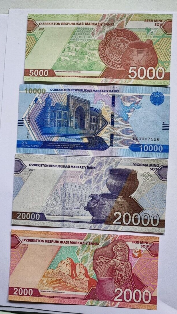 UZBEKISTAN NEW 4 NOTE SET  2000 to 20000 SOM 2021