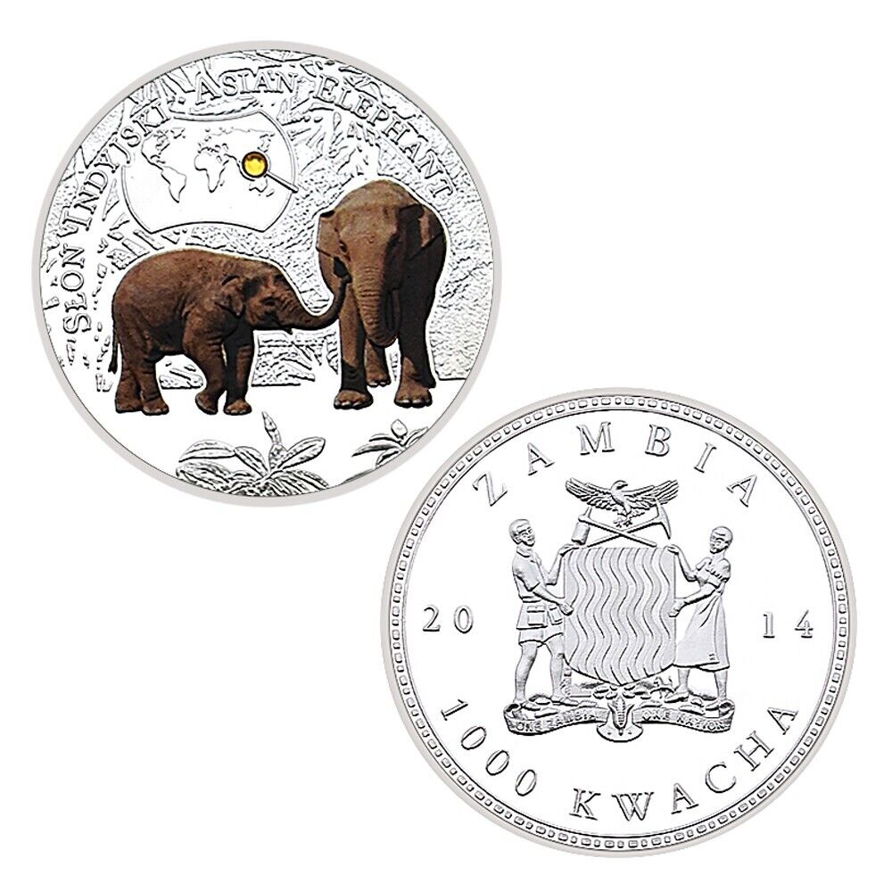 Souvenir Gifts Endangered Animal Species asia elephant  Silver Plated Coin