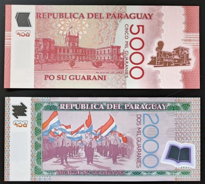 PARAGUAY POLYMER 2000,5000 GUARANIES 2017 PICK NEW UNC