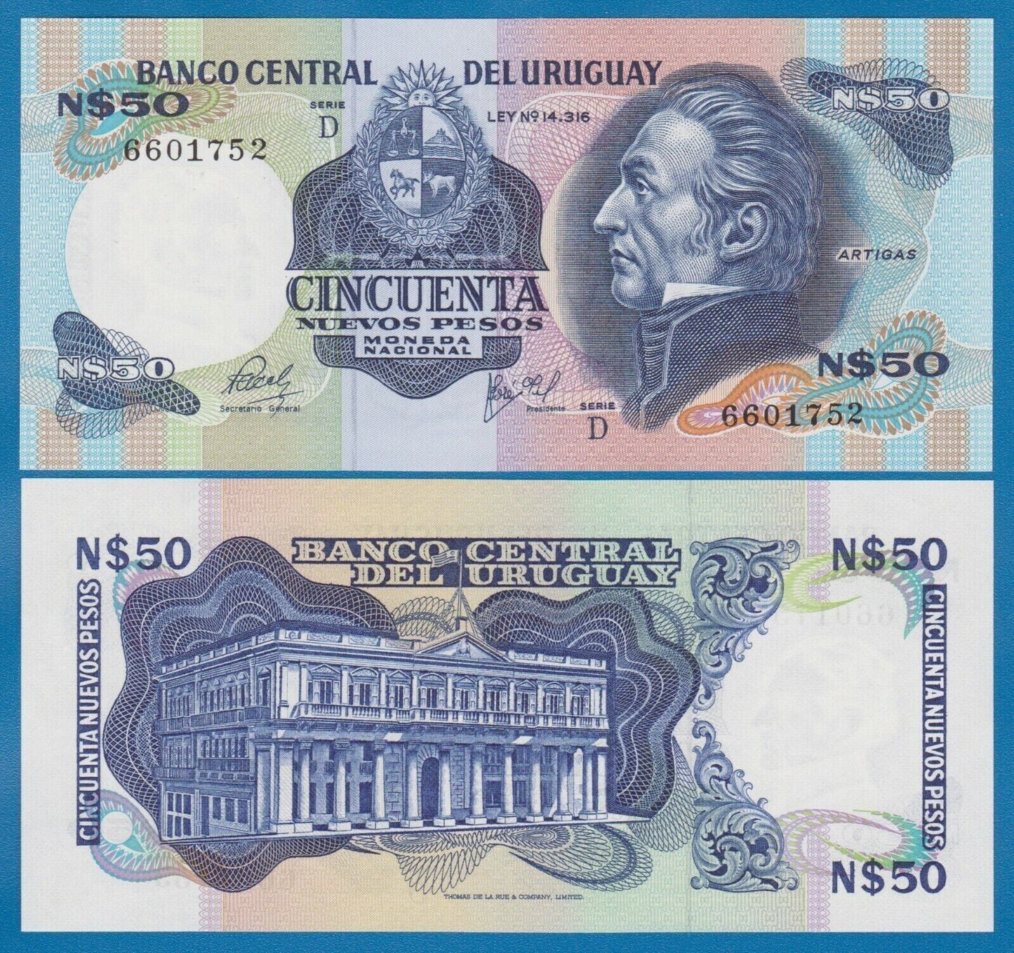 URUGUAY 50 NUEVOS PESOS (1989) P 61A UNC