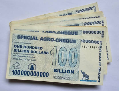 Zimbabwe 100 Billion Dollars 2008 P-64 Banknotes In Fine To Extra Fine Condition
