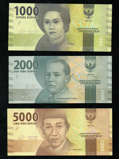 INDONESIA Set of 7 notes: 1000 2000 5000 10000 20000 50000 100000 UNC