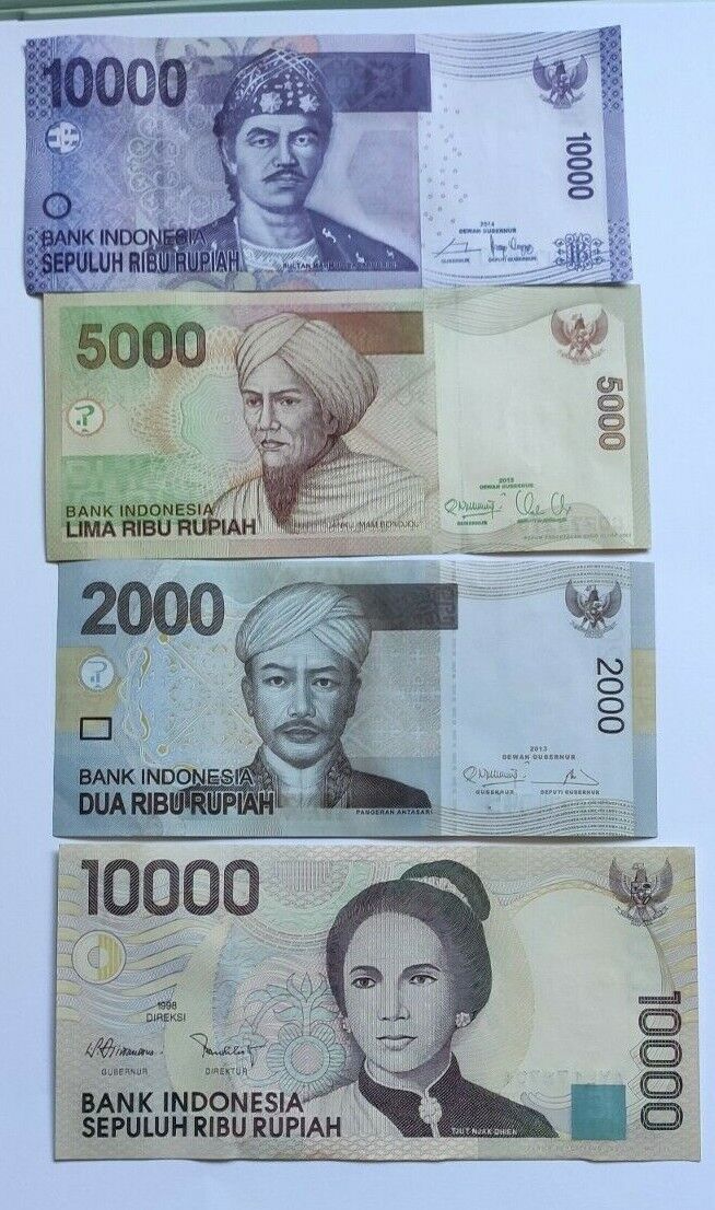 Indonesia 2000 + 5000 + 10000 + 10000 Rupiah 2016 Set of 4 Banknotes 4 PCS UNC