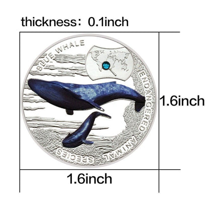 Souvenir Gifts Endangered Animal Species Blue Whale Silver Plated Coins