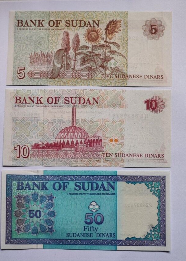 SUDAN 5 10 25 50 100 200 500 1000 2000 5000 DINARS 1992 2002 P-51 :63 SET UNC