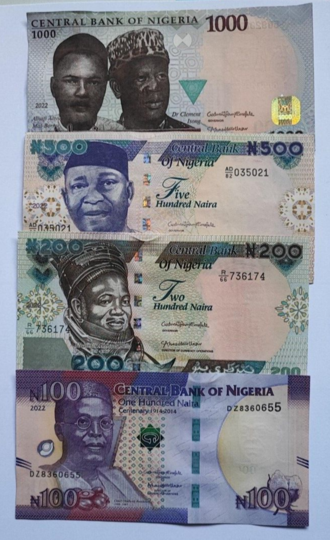 NIGERIA NEW 100 200 500 1000Naira  UNCIRCULATED  BANKNOTES 2022